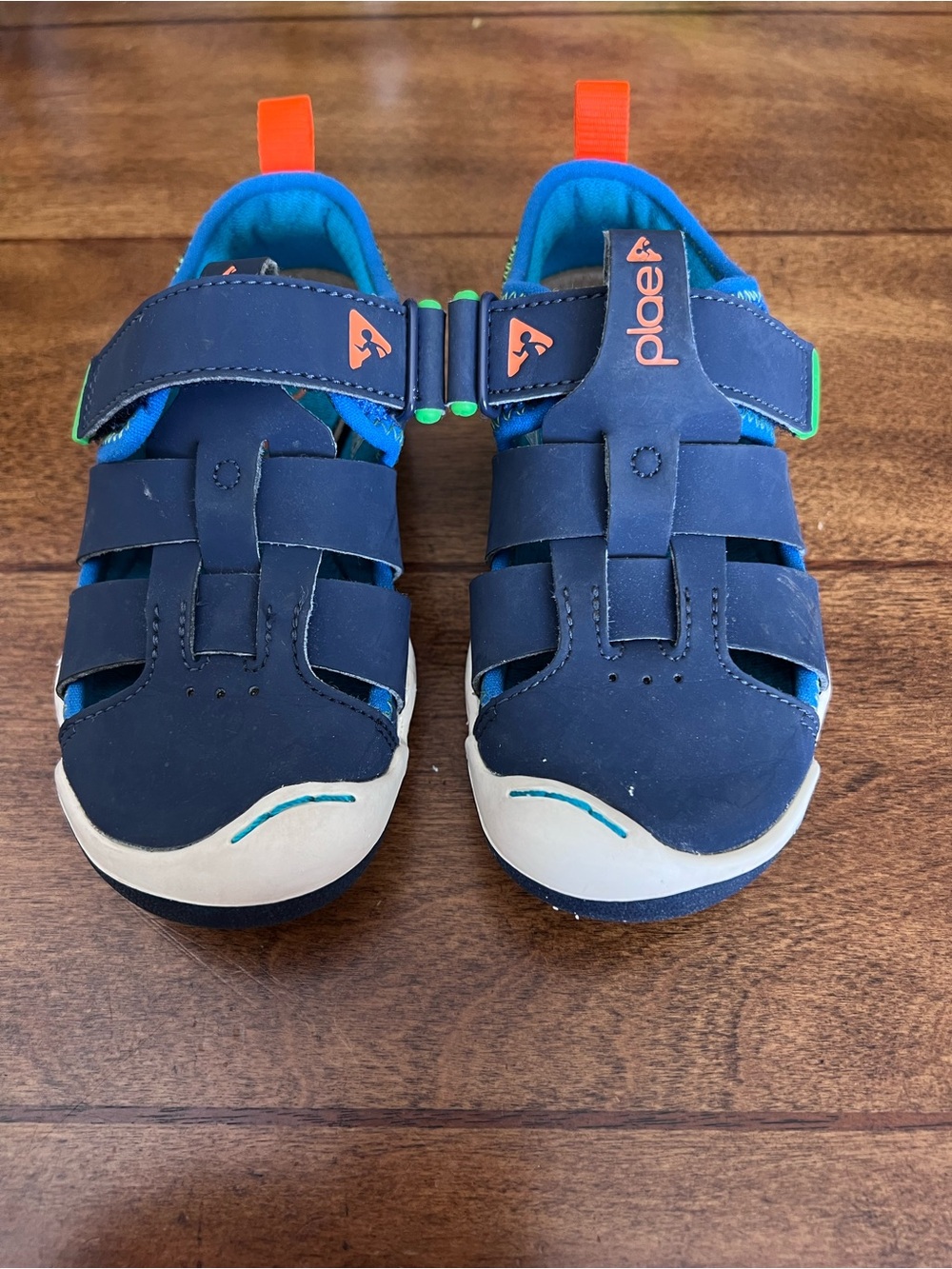 PLAE Navy Blue and Orange Kids Closed-Toe Sandals